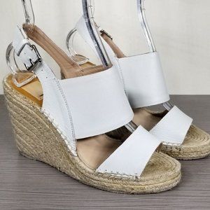 DV by Dolce Vita 'Shady' Wedge Sandal, White Leather, Womens Size 7.5